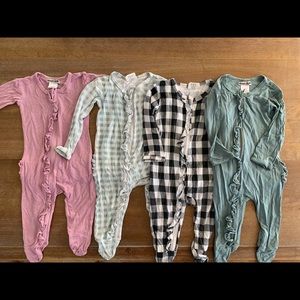 4 Spearmint love ruffle zip footies